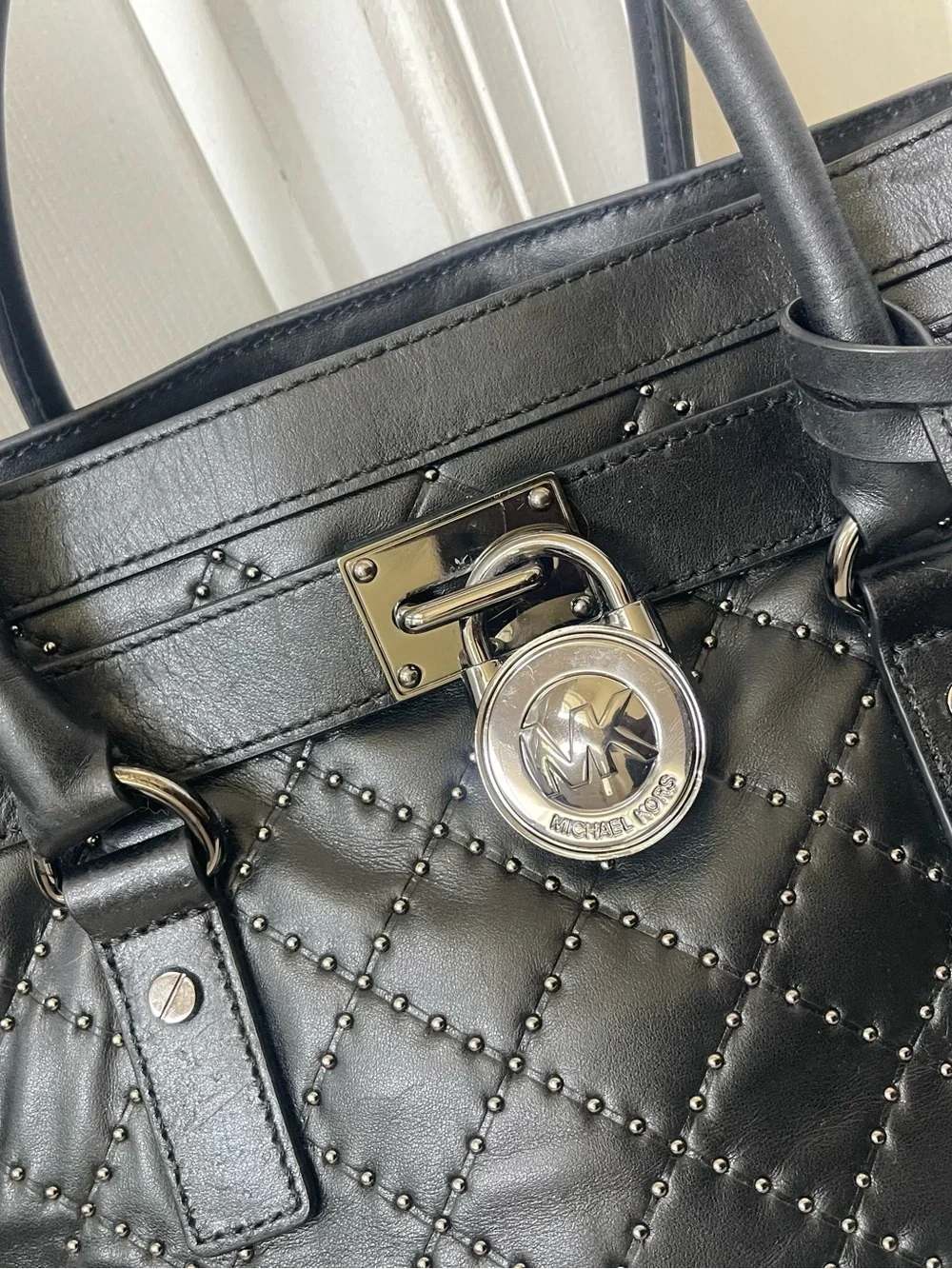 Michael Kors Hamilton satchel micro-stud Black Quilted Bag